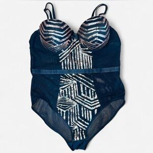 Black and Gold Geometric Bodysuit